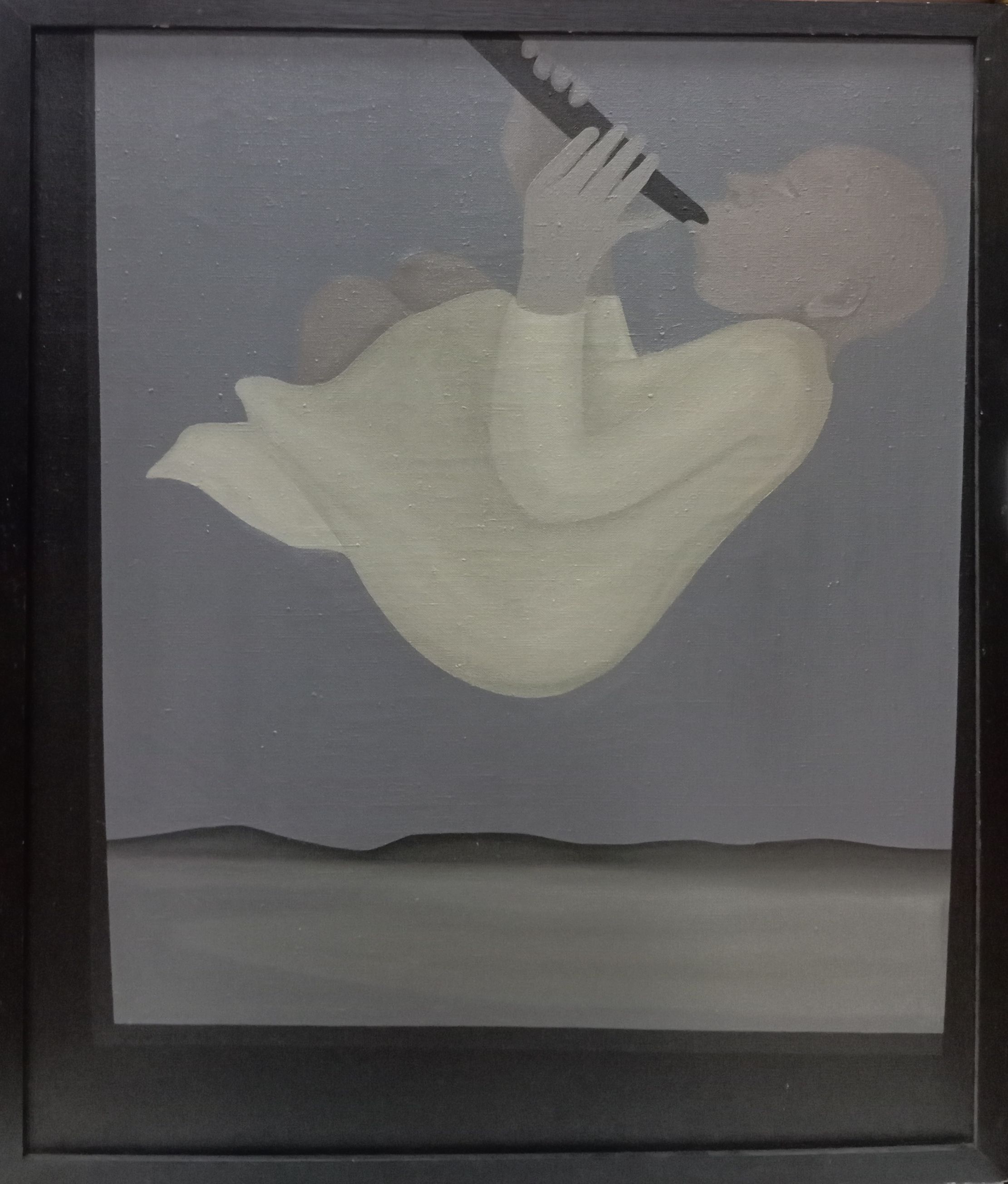1977 Volandero con flauta 65x54 Óleo sobre lienzo